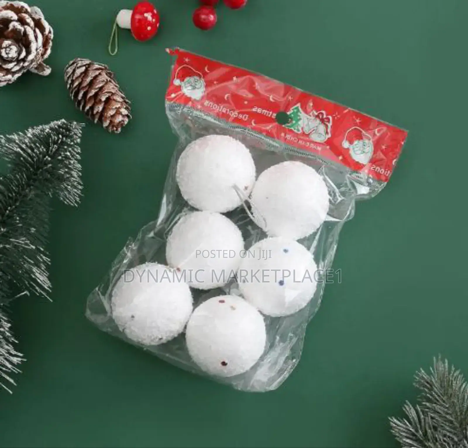 6 PCS White Foam Christmas Snowball Ornaments - Festive Tree Decor