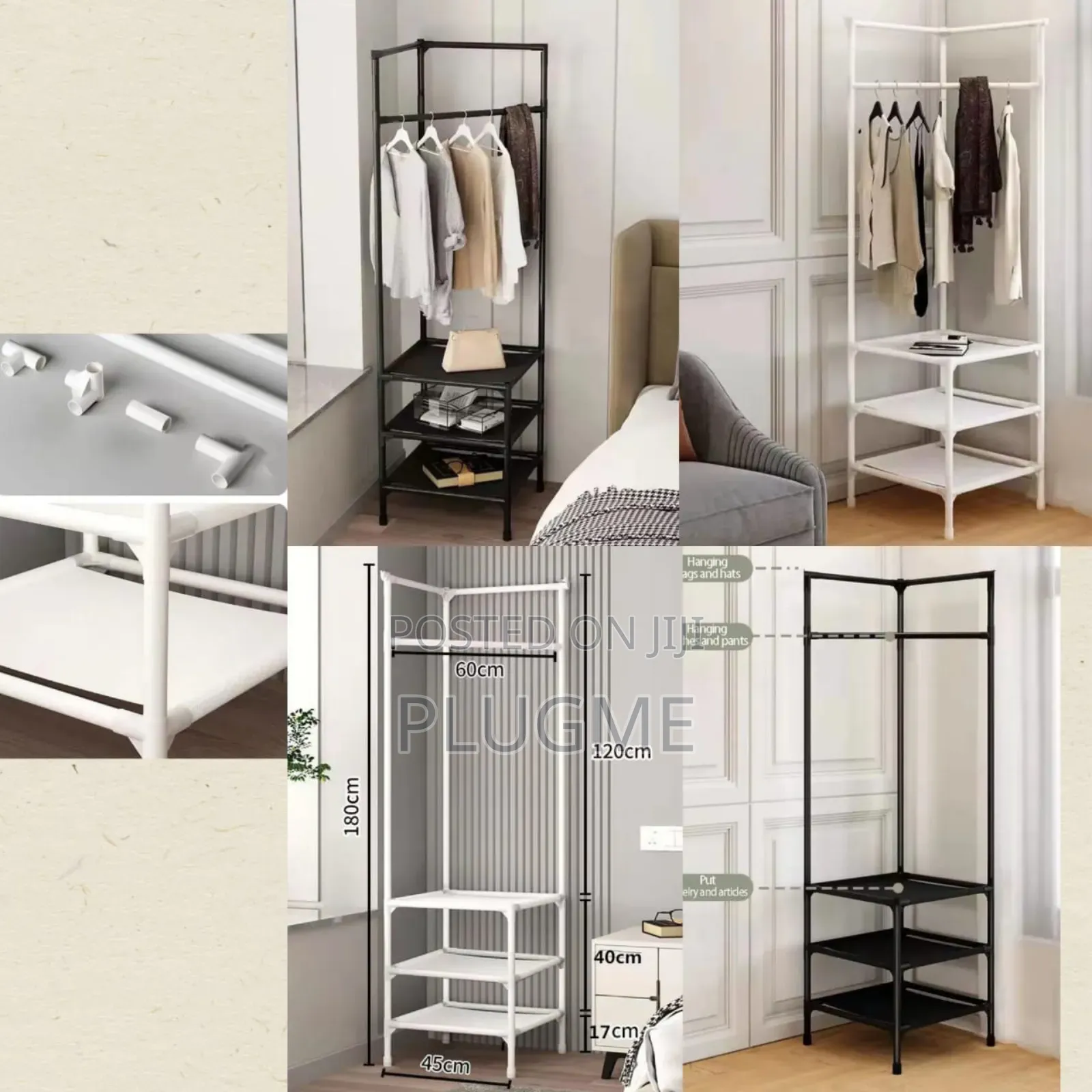 3 Layer Corner Clothes Rack Coat Rack Wardrobe