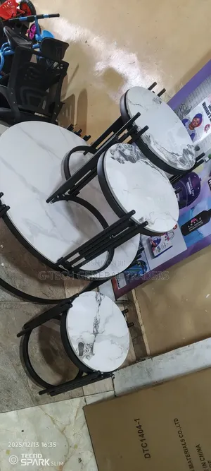 Pure Marble Table 4in1 White With Black Legs