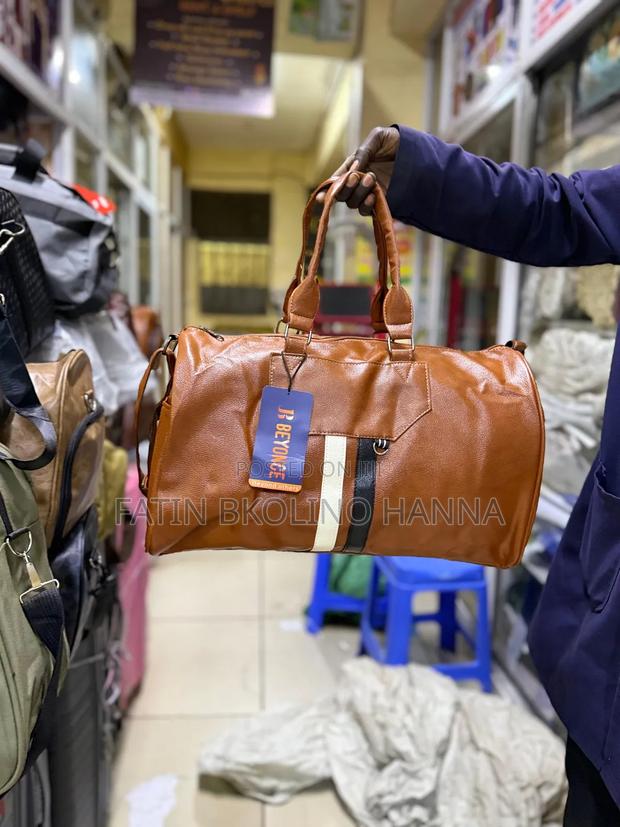 Brown Leather Duffle Bag - main view