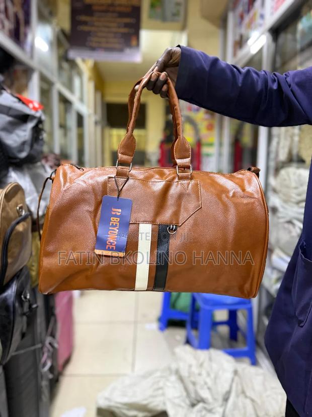 Brown Leather Duffle Bag - thumbnail 2