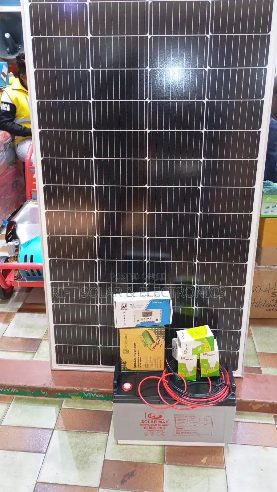 350 Watts Solar - 200ah -20hrs Battery - 32" Smart Tv - 600w Inverter