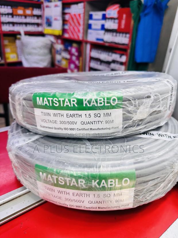 Matstar 1.5mm Twin Earth Electrical Cable – 90m Roll