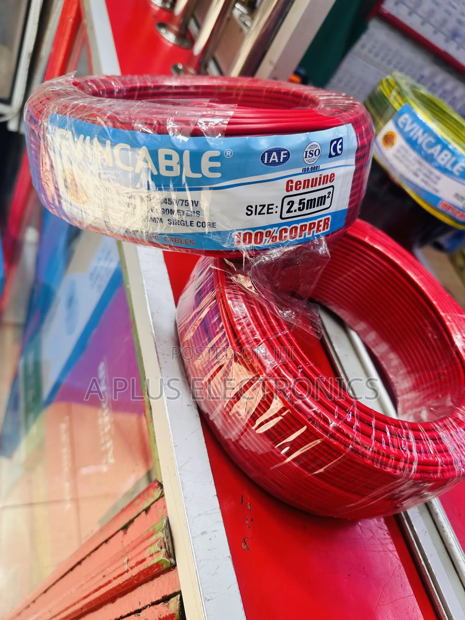 Red Evincable 2.5mm Copper Single Core Electrical Cable –Full 90m Roll