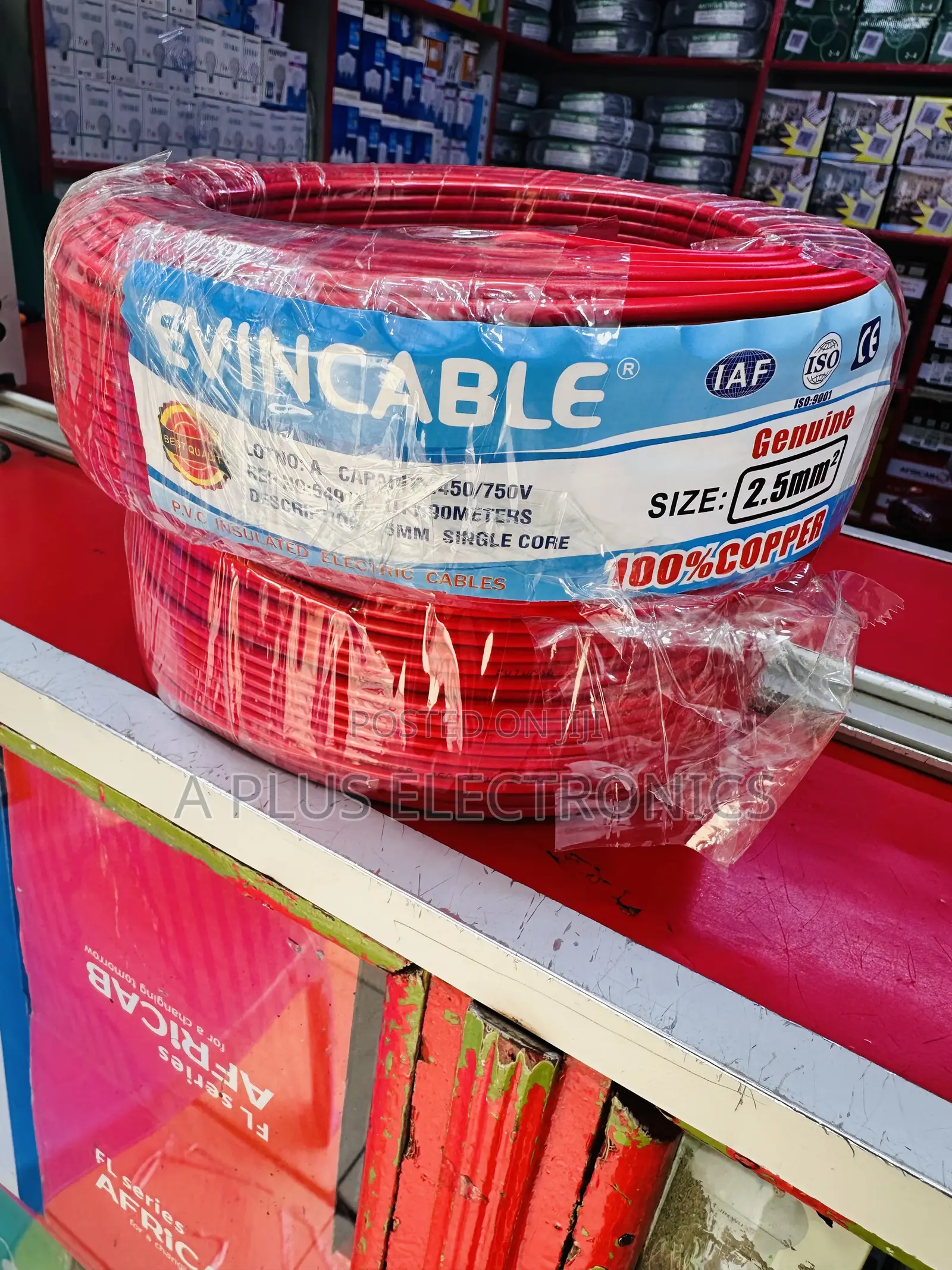 Red Evincable 2.5mm Single Electrical Installation Cable–Full Roll 90m