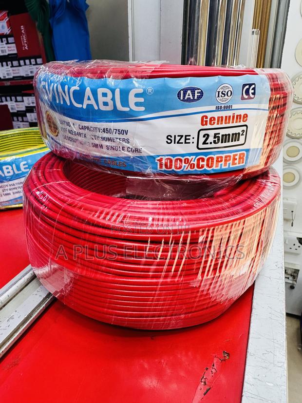 Heavy-Duty Red Evincable 2.5mm Single Core Electric Wire Full 90m Coil - main view