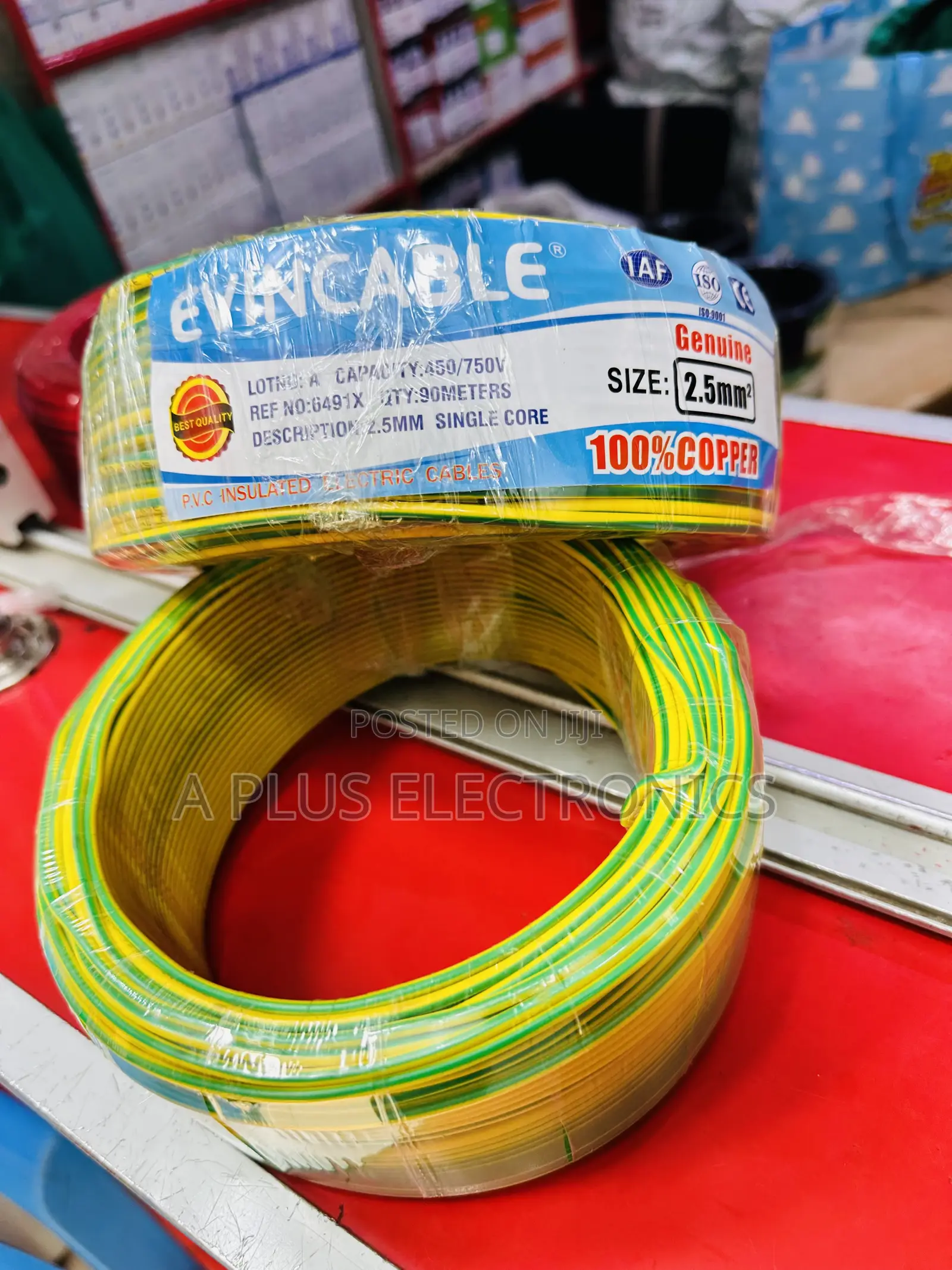 90m Green-Yellow Evincable Electrical Wire – 2.5mm Heavy Duty