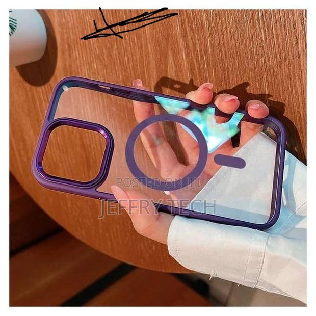 Transparent Magsafe Case Compatible With iPhone 13 Pro Max - Purple - thumbnail 3