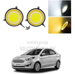 Car Led Cob DRL Daytime Running Light Round , Yellow,White)