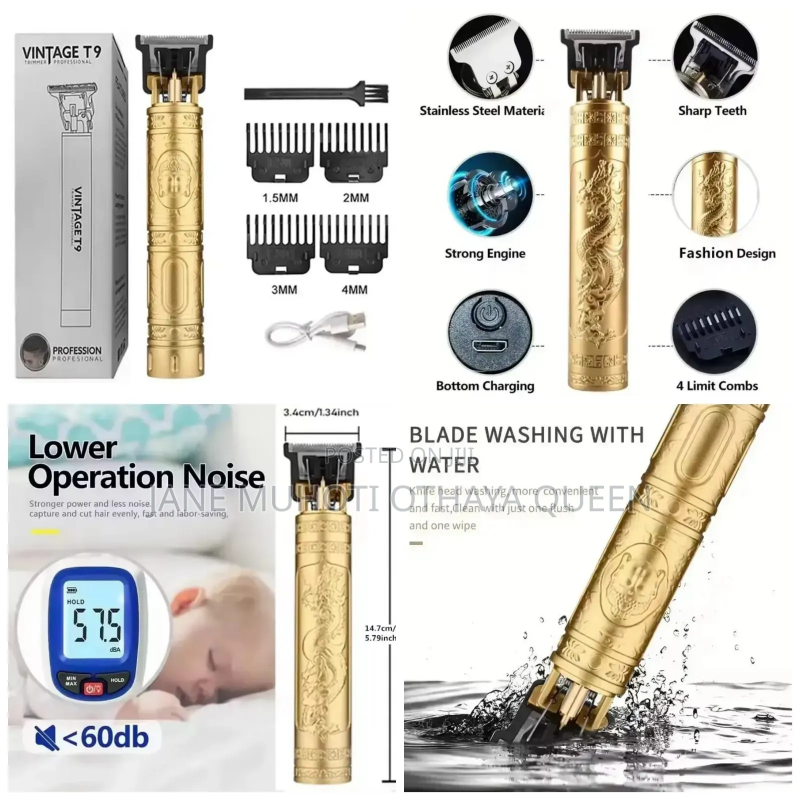 *Lower Operation Noise T9 Vintage Shaver