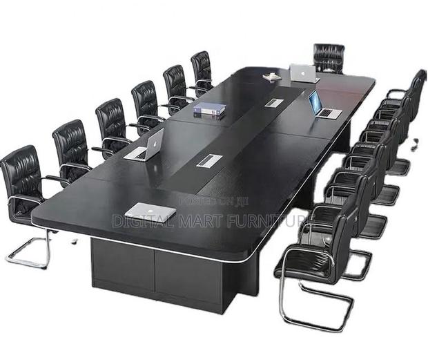 Modern Brown Boardroom Table With Cable Management - thumbnail 4