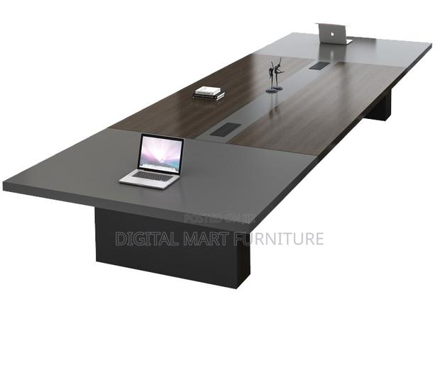 Modern Brown Boardroom Table With Cable Management - thumbnail 5