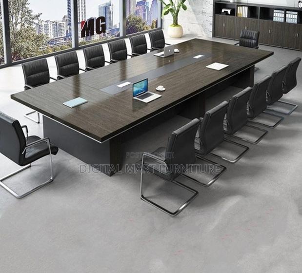 Modern Brown Boardroom Table With Cable Management - thumbnail 7