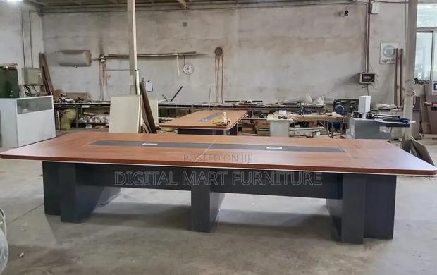 Modern Brown Boardroom Table With Cable Management - thumbnail 9