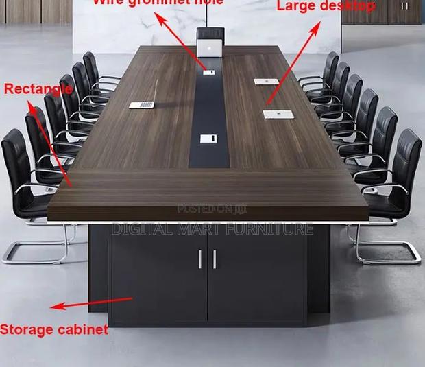 Modern Brown Boardroom Table With Cable Management - thumbnail 10