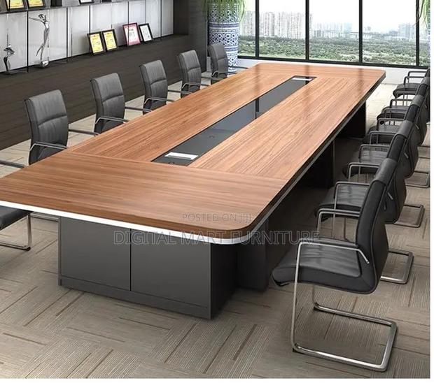 Modern Brown Boardroom Table With Cable Management - thumbnail 13