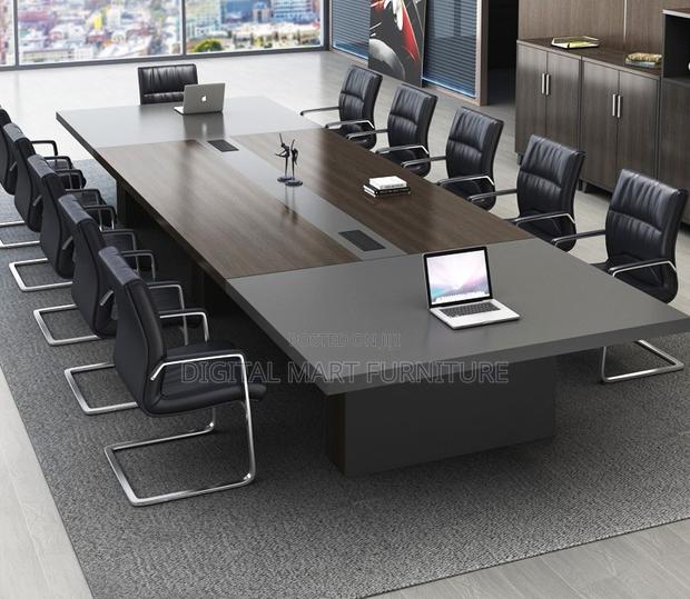 Modern Brown Boardroom Table With Cable Management - thumbnail 15