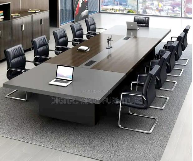 Modern Brown Boardroom Table With Cable Management - thumbnail 16
