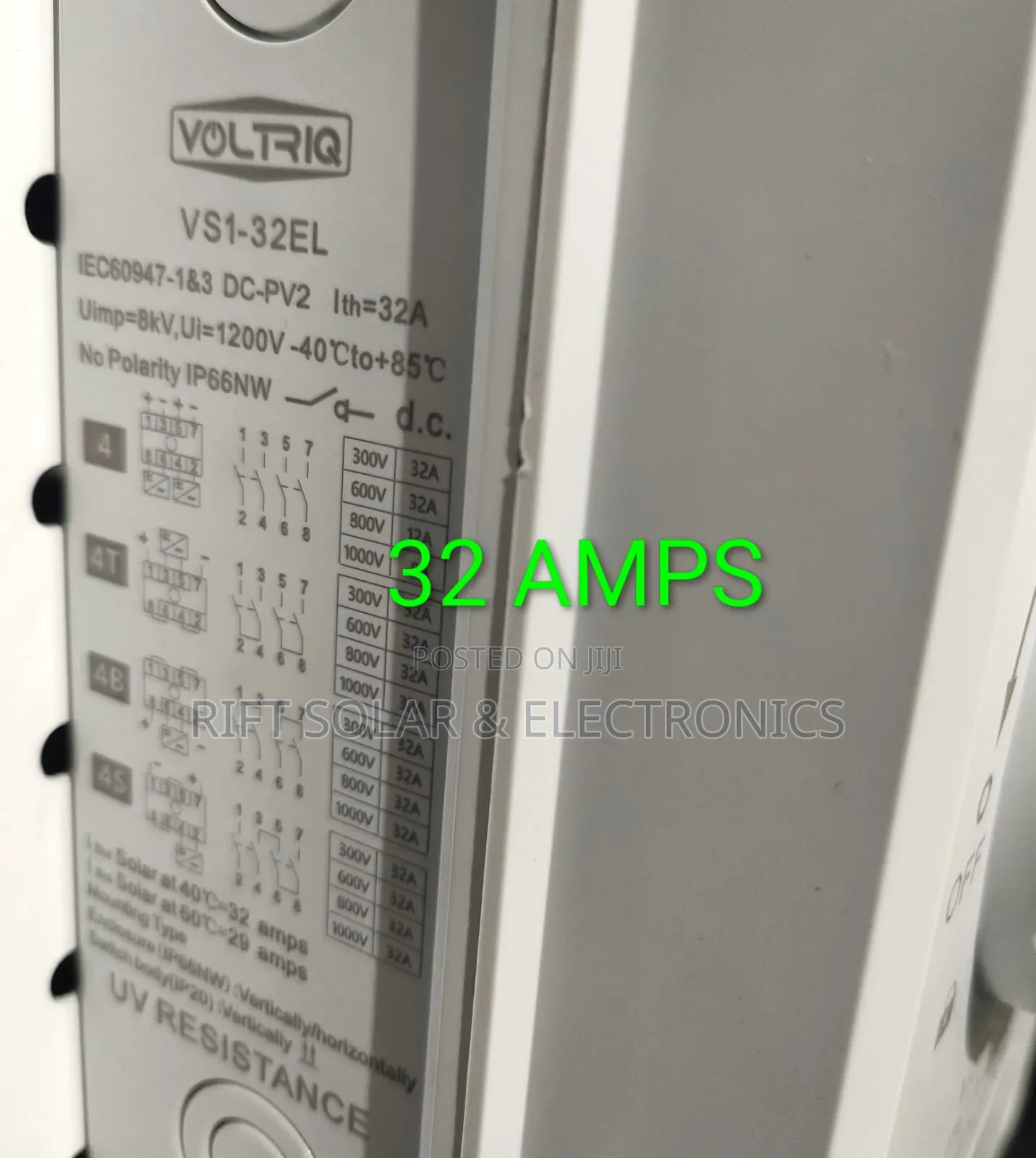 32 Amps Dc Solar Isolator Switch Suitable for 3kva to 5kva Systems