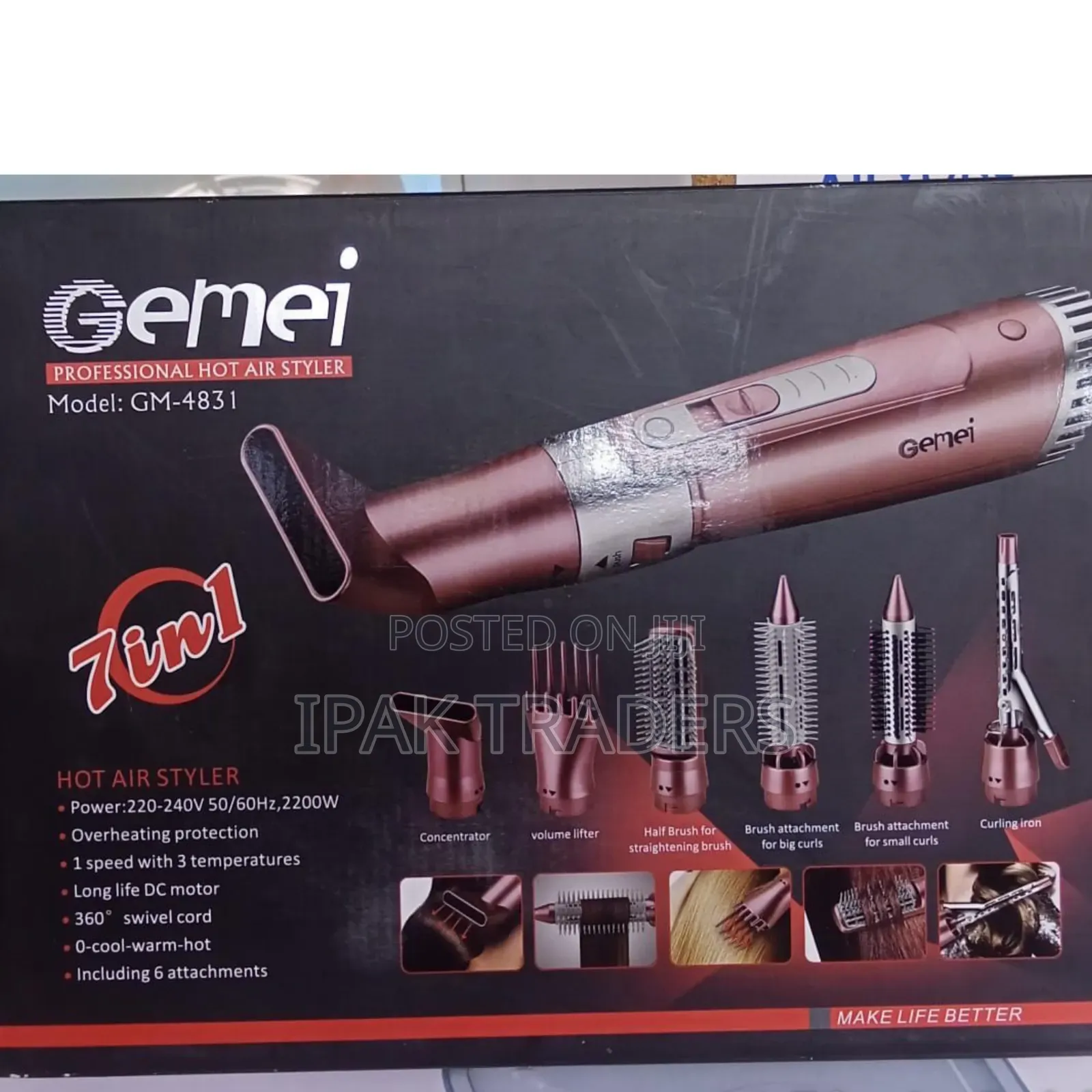 Gemei Professional Hot Air Styler 
Model:Gm 4831
1 Speed