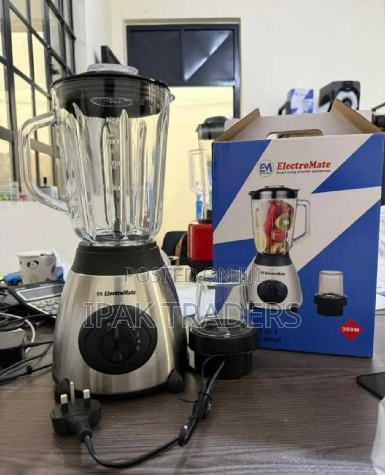 Electromate Powerful 2 in 1 Blender With Glass Jar -1.5l