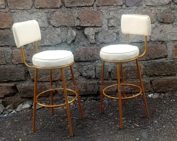 Modern Cream and Metal Kitchen Counter Stools.