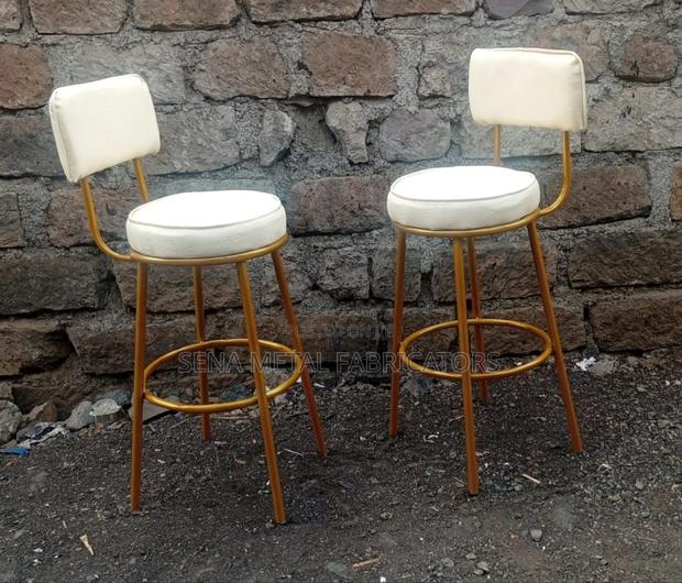 Modern Cream and Metal Kitchen Counter Stools. - thumbnail 2