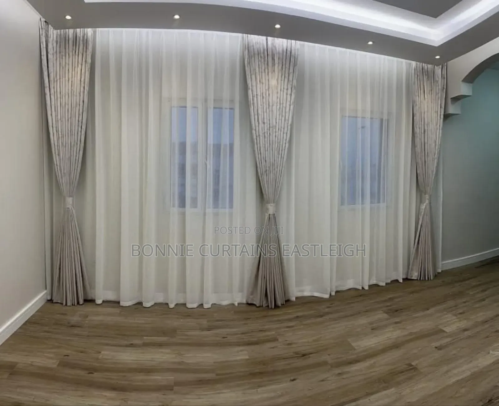 White Plain Curtain With Sheers