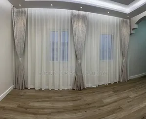 White Plain Curtain With Sheers