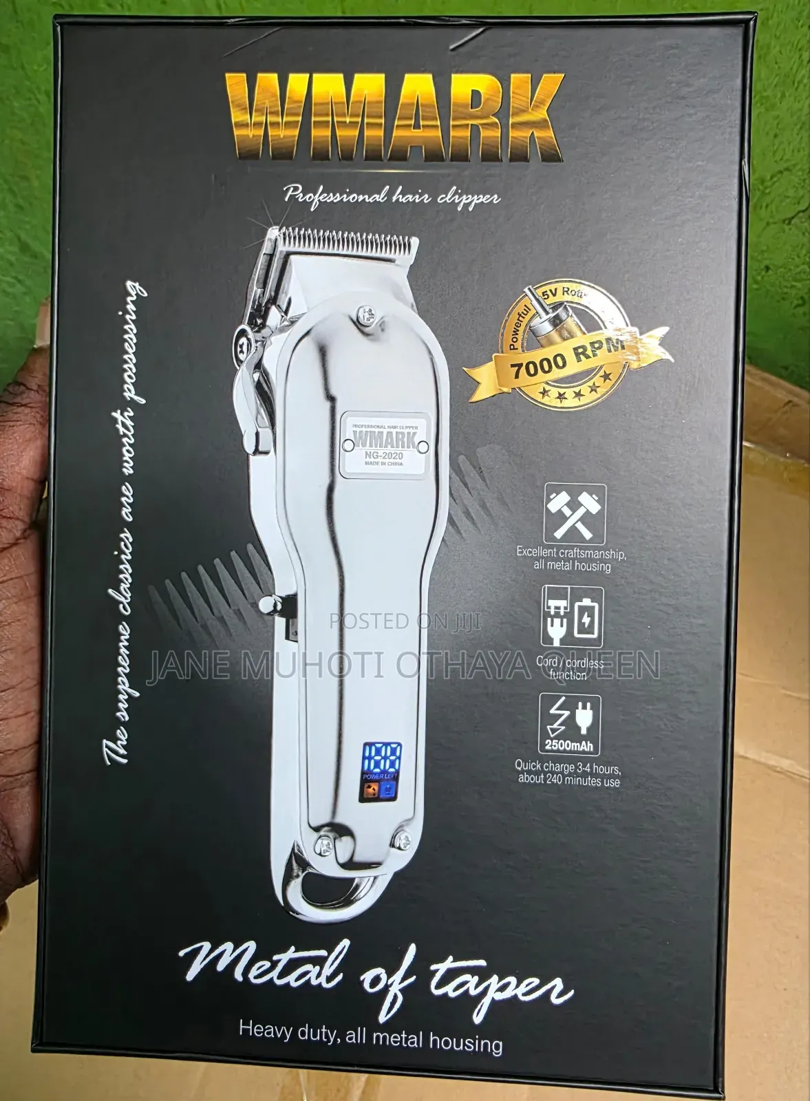 Wmark Ng-220b Professional Hair Clipper Gold Metal Cordless