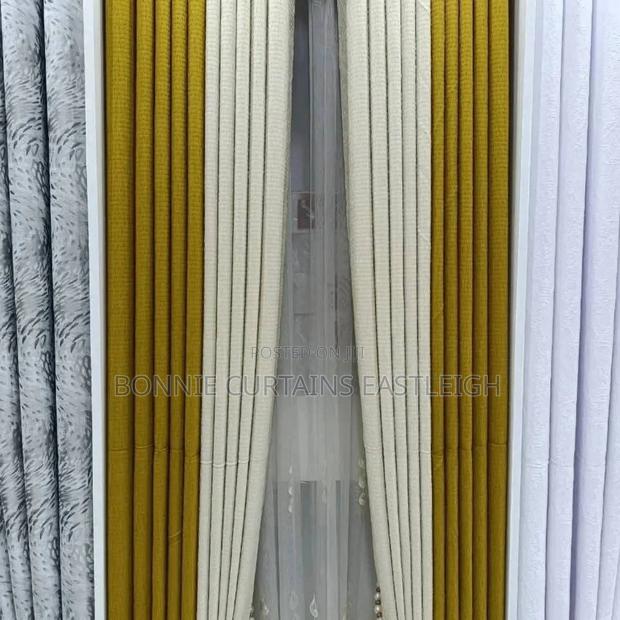 Yellow Curtains Mixed With Cream for Living Rooms