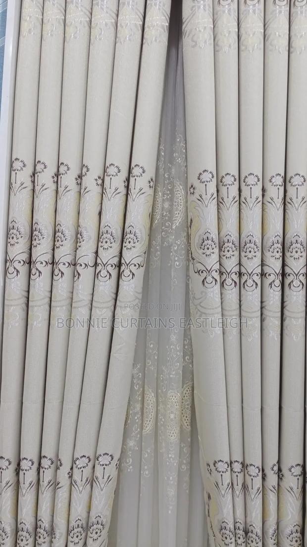 Sky Blue Curtains Mixed With Gold for Living Rooms