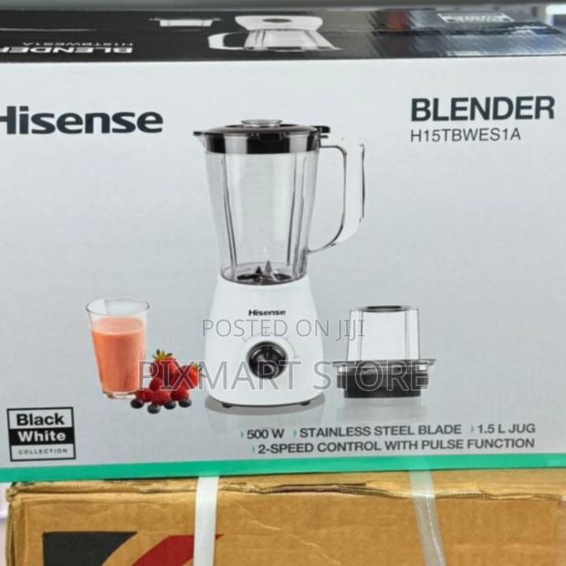 Hisense 2-in-1 Blender – 500w Power, 1.5l Stainless Steel Jug Blade