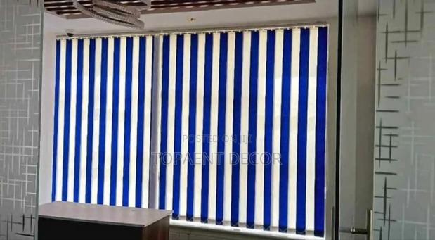 Blue And White Office Counter Window Light Moderation Blinds - main view