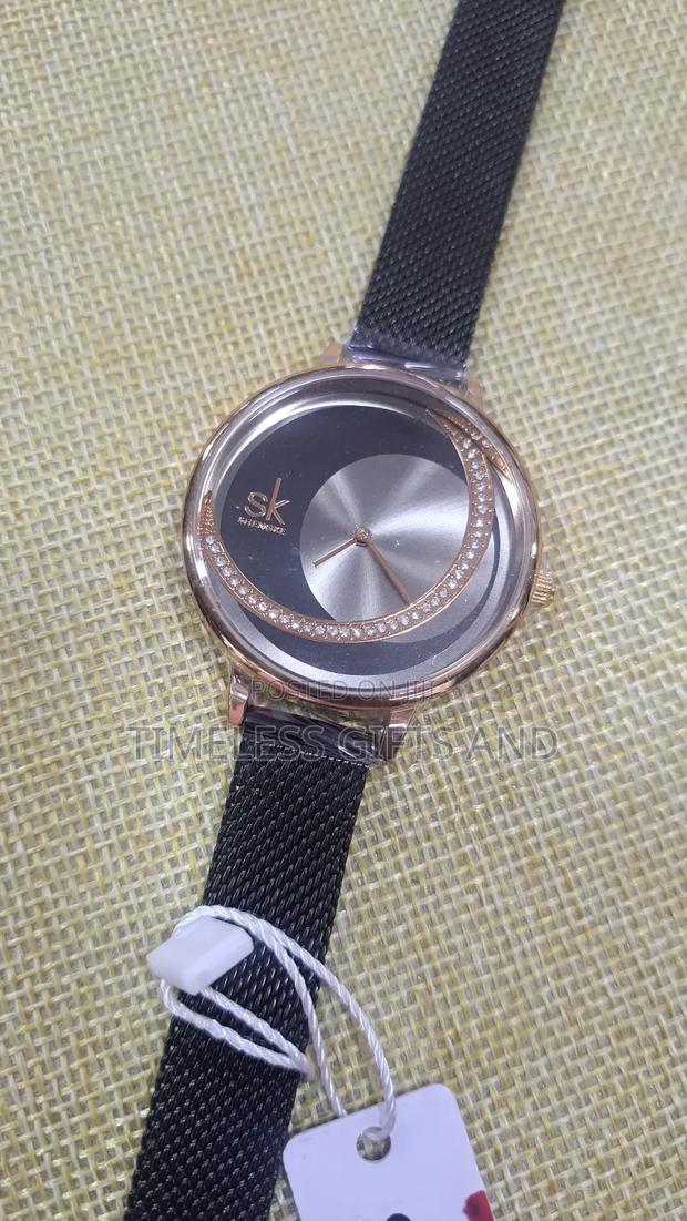 Sk Shengke Ladies Black Mesh Watch