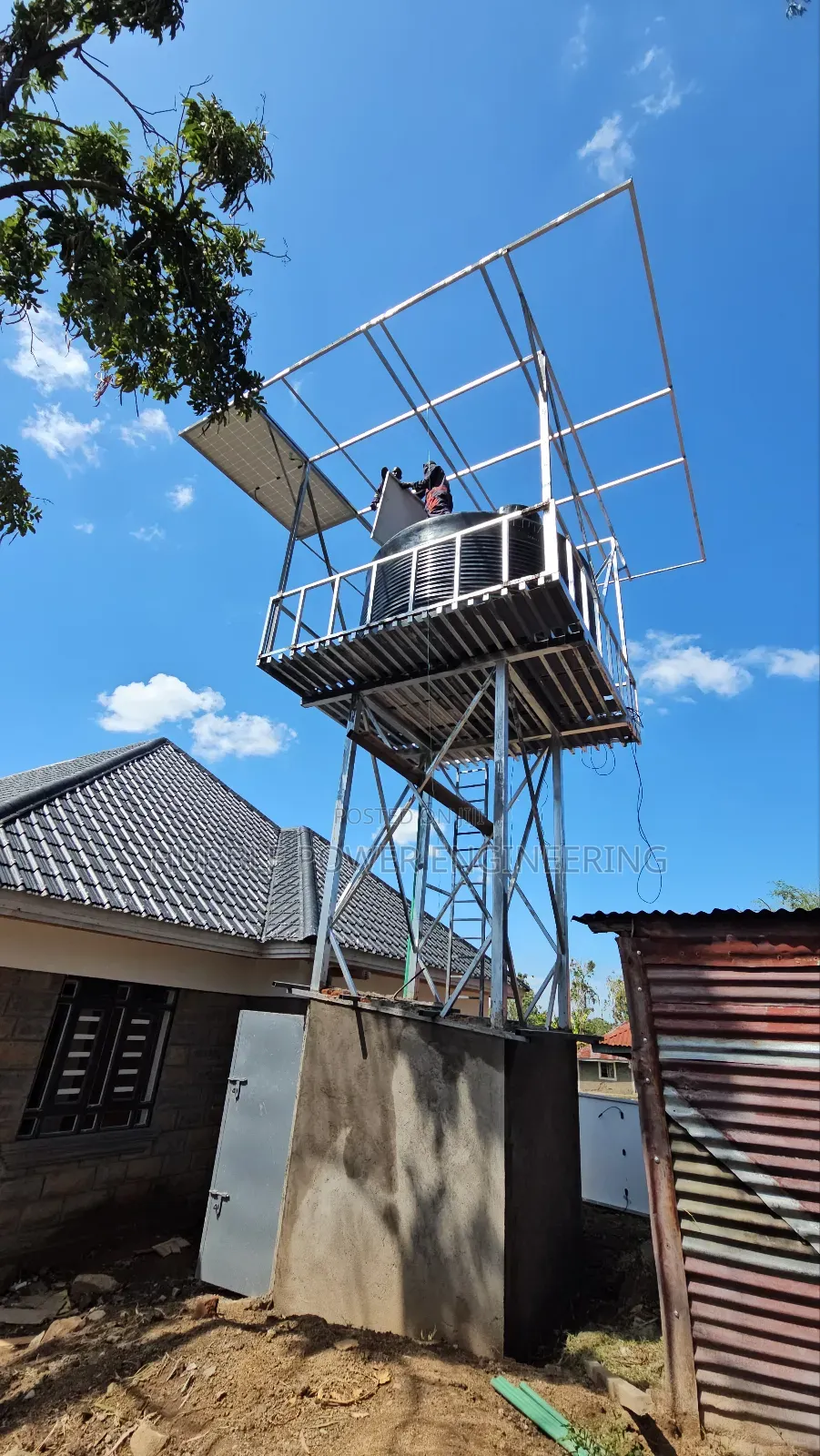 Steel Tower for Solar Panels Installations, Borehole Solarization
