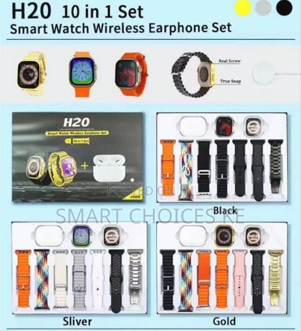 H20 10in1 Wireless Smart Watch With Earphone Set