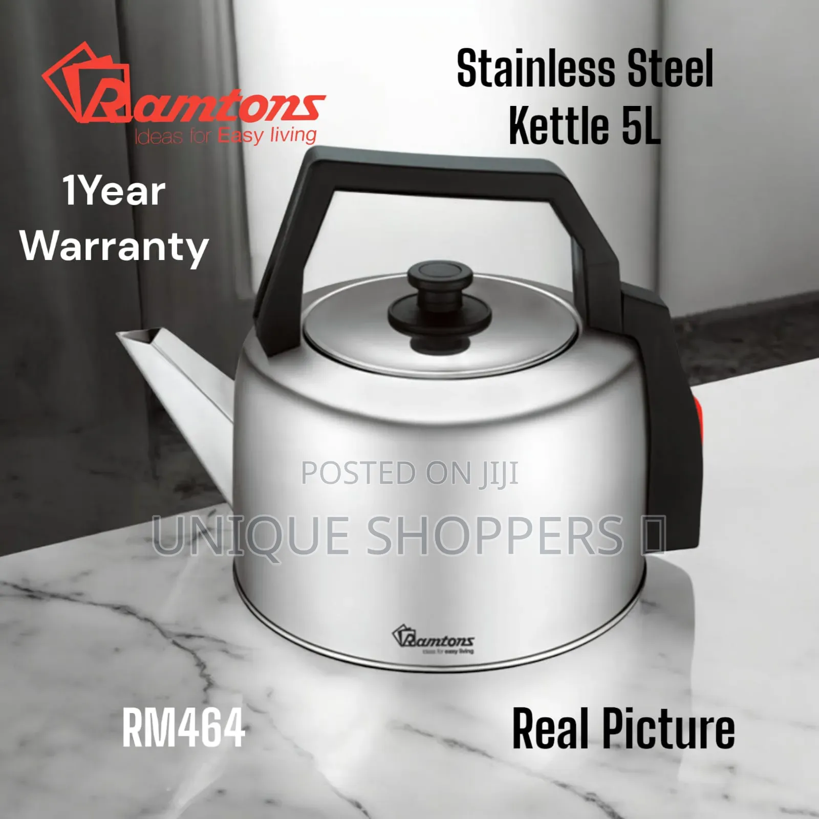 Rm464 Ramtons Stainless Steel Kettle – 5l