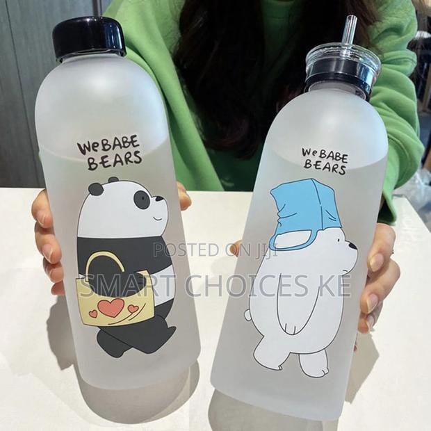 1000ml Frosted Water Bottle With Two Caps