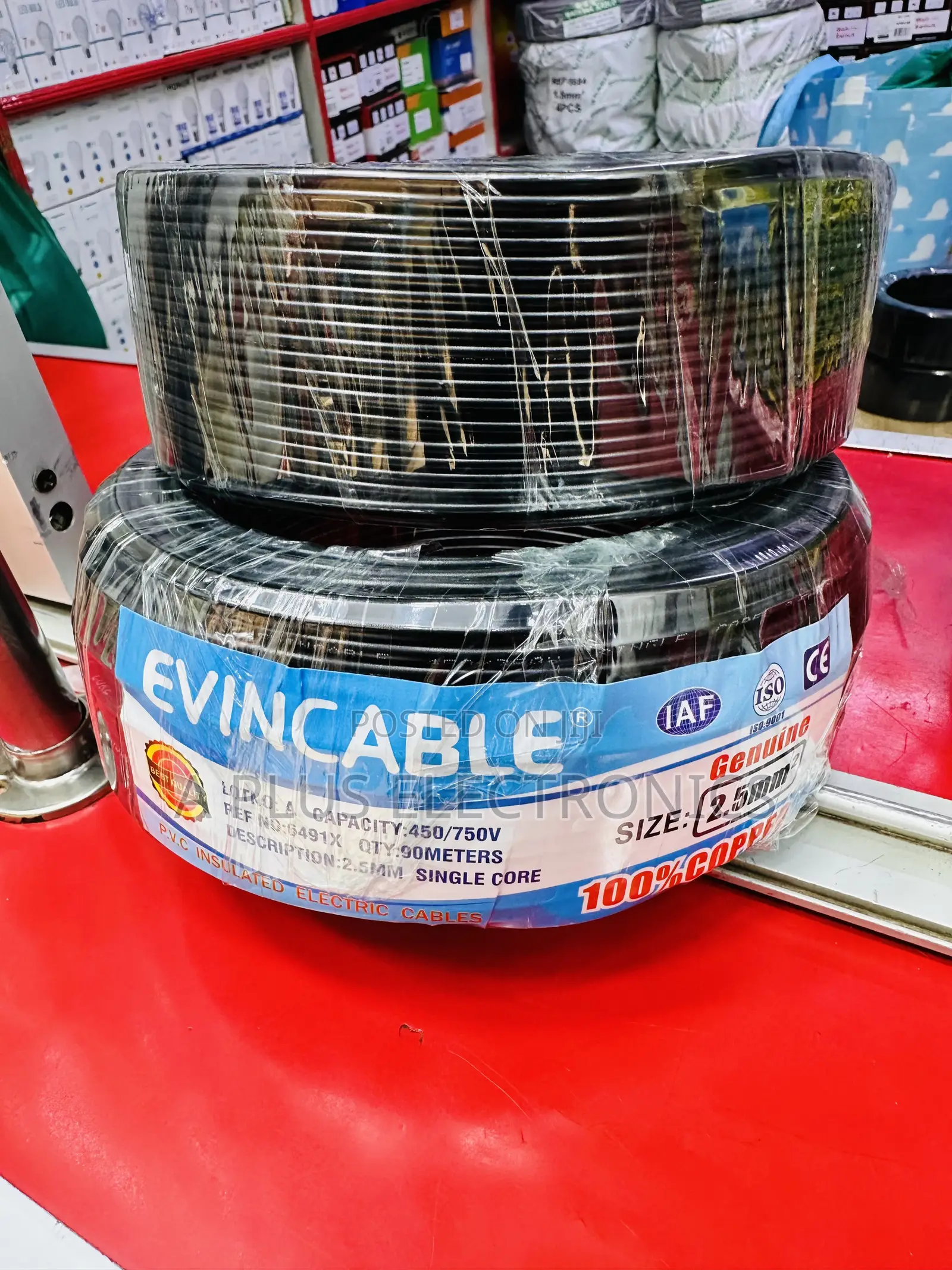 Evincable 2.5mm Black Wire Durable Reliable (90m) Single Core