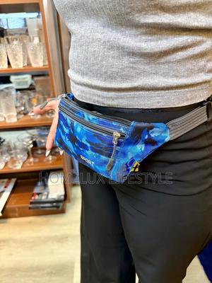 Blue Camouflage-Patterned Sports Waist Bag - main view