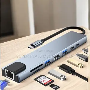 High-Performance 8-in-1 Usb- C Hub Adapter With Ethernet Hdmi Ports