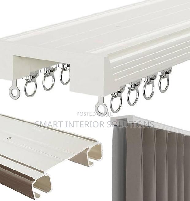 Dual White Curtain Rail - main view