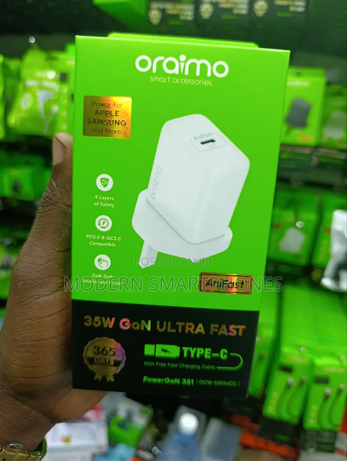 Oraimo 35w Gan Ultra Fast Charger For Apple Samsung And More