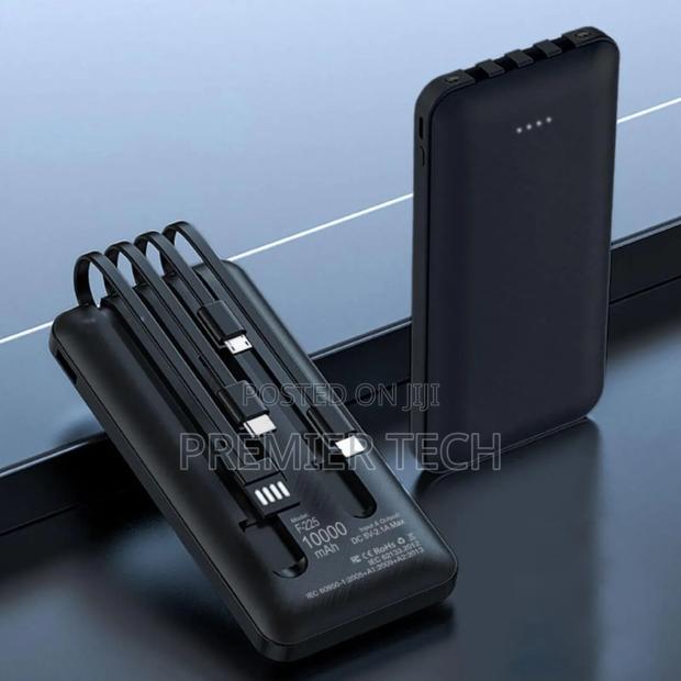 Power Bank With 4 Cables Inbuilt . Black Only 
10000mah