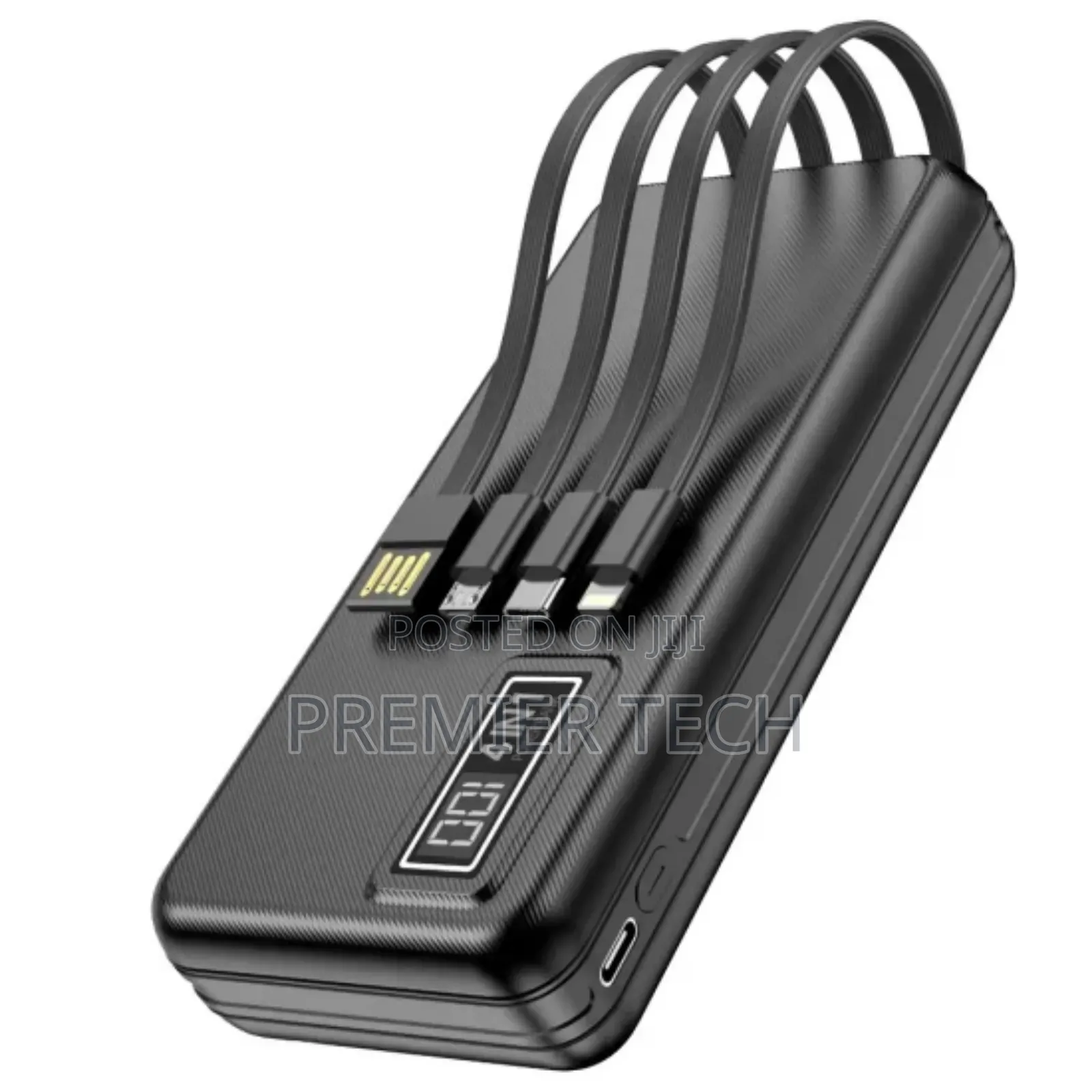 Power Bank With 4 Cables Inbuilt . Black Only 
10000mah