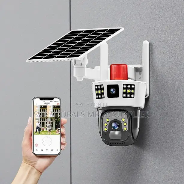 Full Color Night Vision 4g Dual Lens Lens Solar Camera Siren Alarm