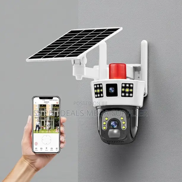 Ip66 Rated Waterproof 4g Dual Lens Lens Solar Camera Siren Alarm