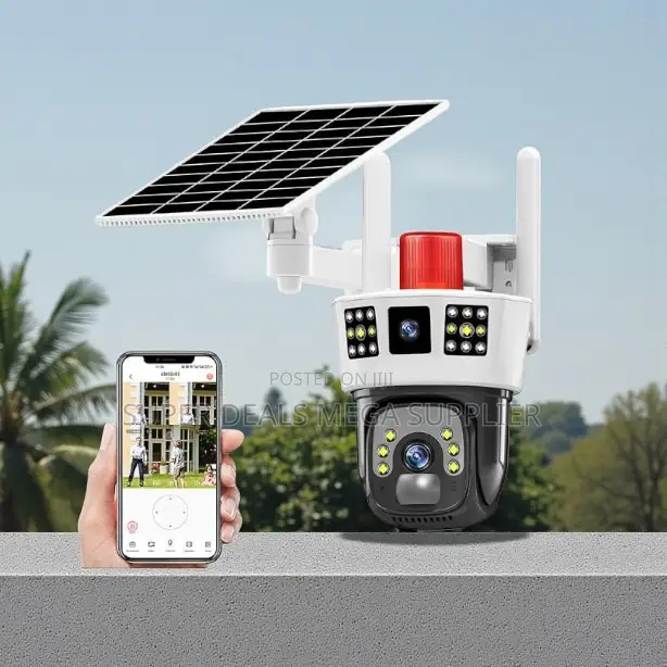 360- Degree Rotation 4g Dual Lens Lens Solar Camera Siren Alarm