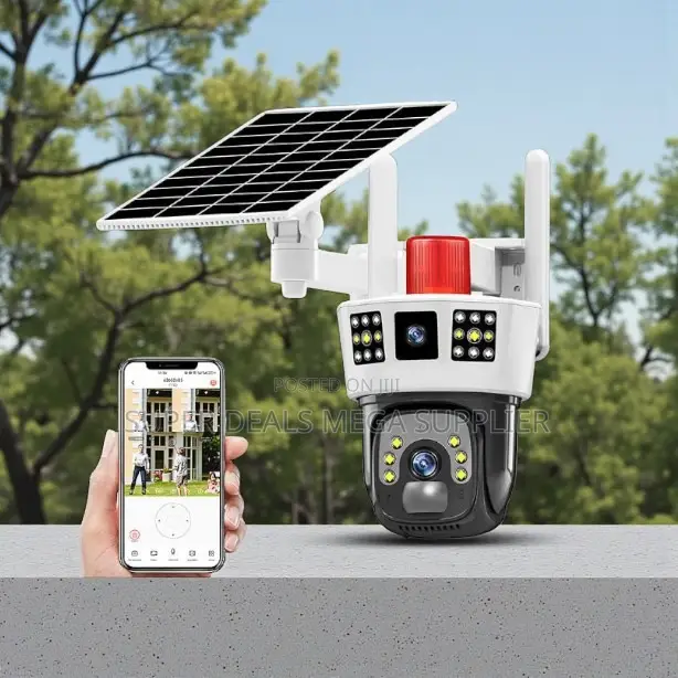 Alarm Warning Light 4g Dual Lens Lens Solar Camera Siren Alarm